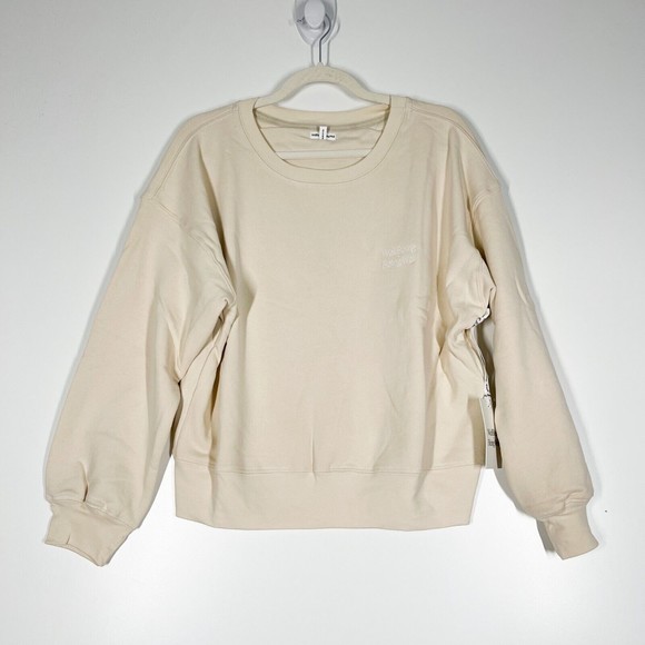 REVOLVE Wellbeing + Beingwell Goldie Sweatshirt Bone White Long Sleeve Pullover - Picture 2 of 11